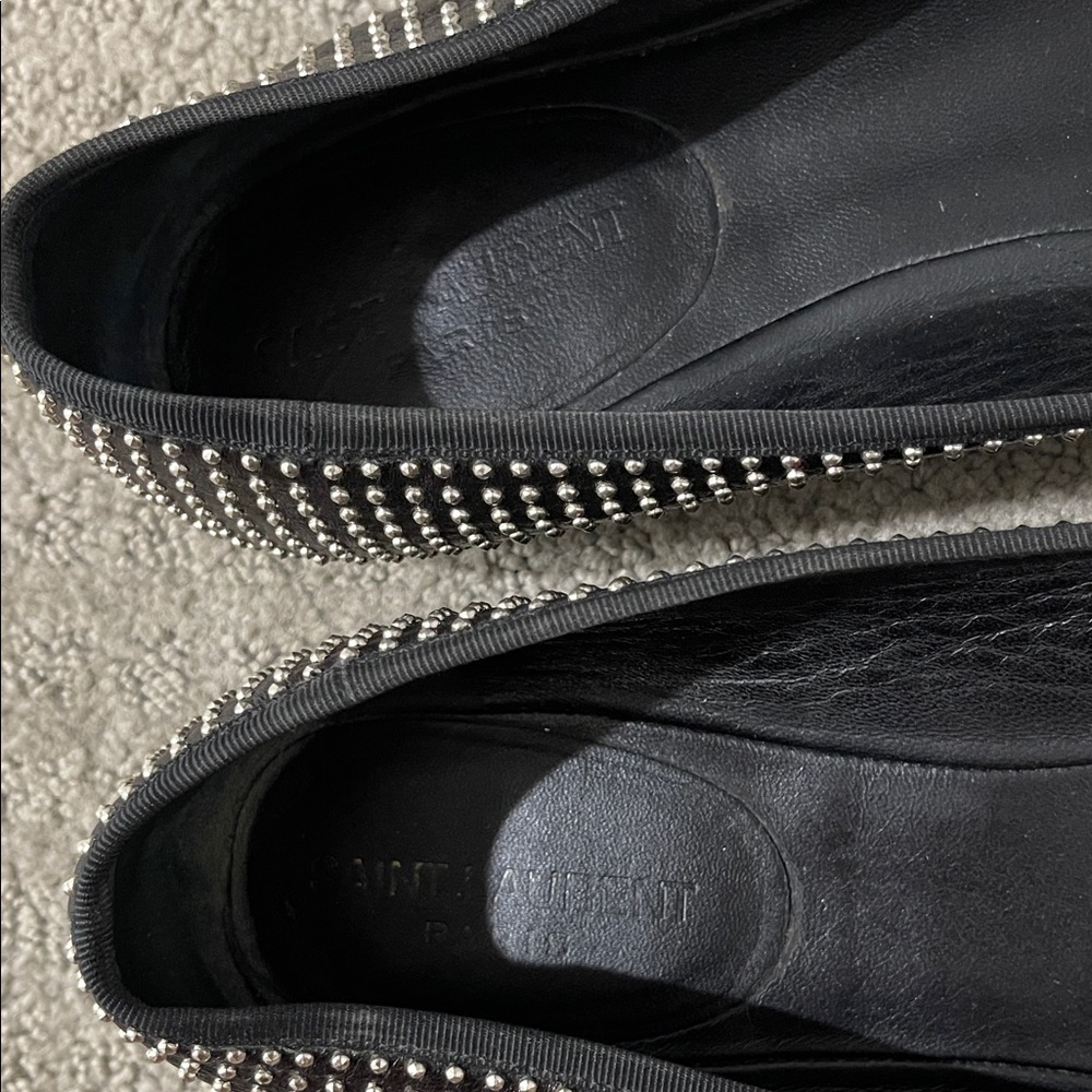 Saint Laurent YSL Studded Black women’s Ballet Flats size 41 us 10 used - Picture 4 of 9